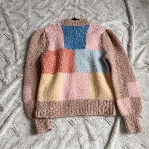 Pastel Patchwork Bouclé Crewneck Sweater